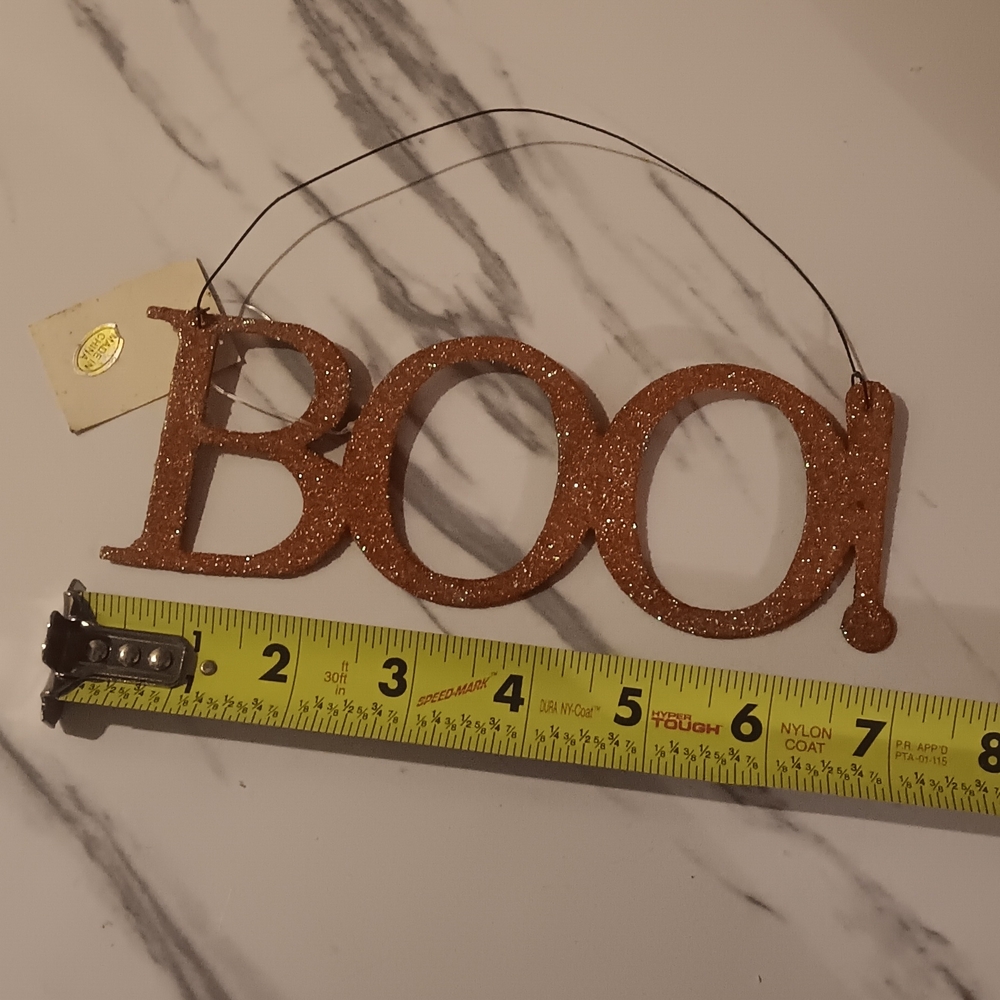Glittery Orange 'BOO!' Halloween Sign - Picture 2 of 2